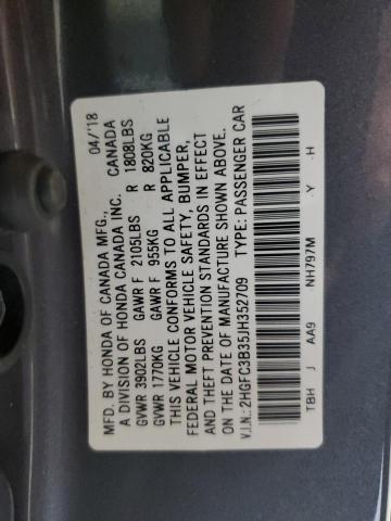 2018 HONDA CIVIC EX 2HGFC3B35JH352709