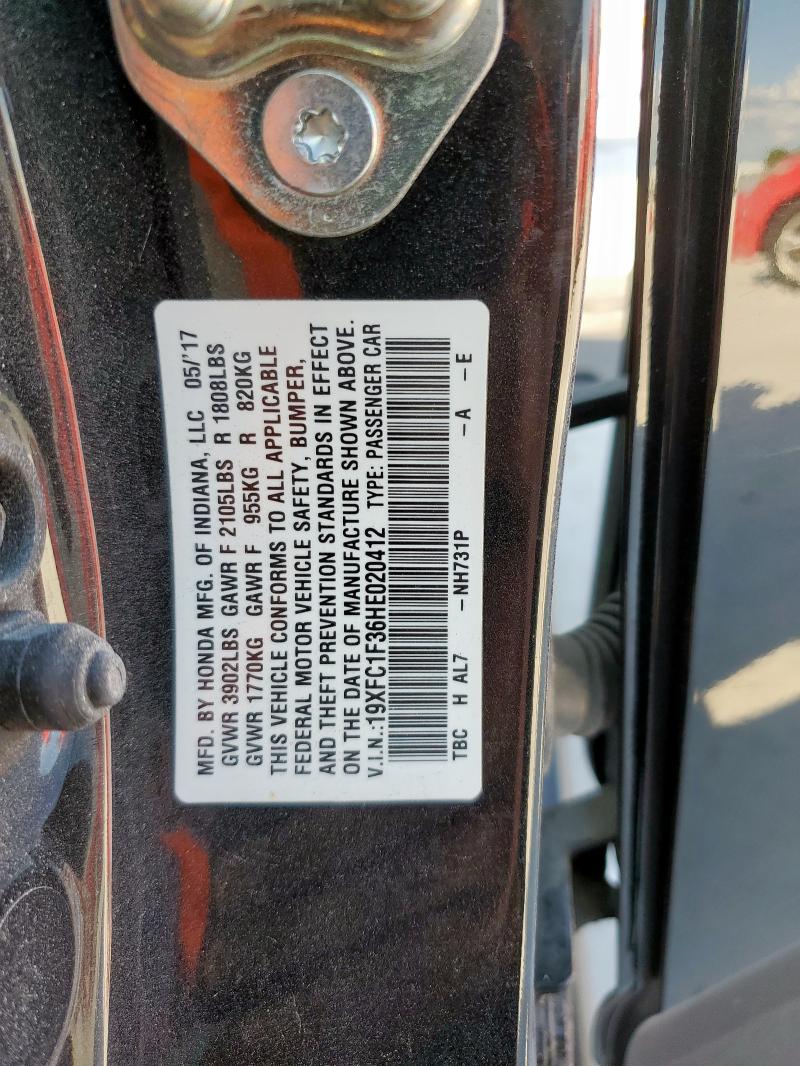 2017 HONDA CIVIC EX 19XFC1F36HE020412