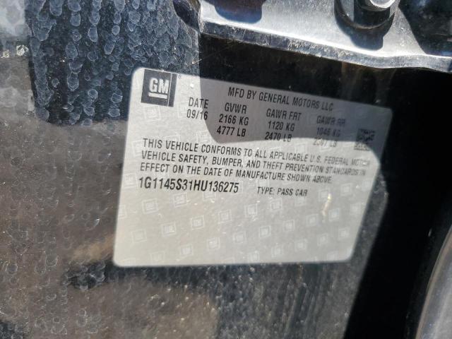 2017 CHEVROLET IMPALA PREMIER 1G1145S31HU136275