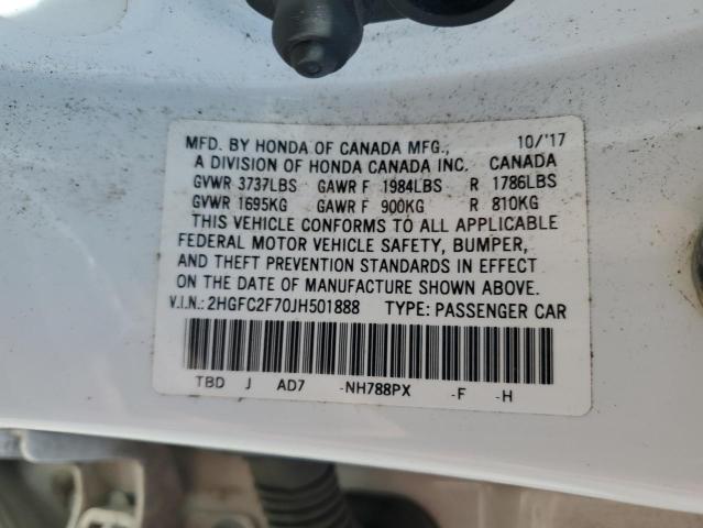 2018 HONDA CIVIC EX 2HGFC2F70JH501888