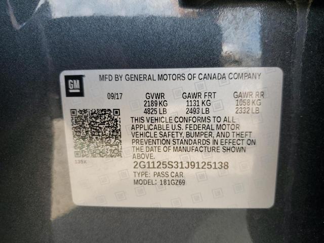 2018 CHEVROLET IMPALA PREMIER 2G1125S31J9125138