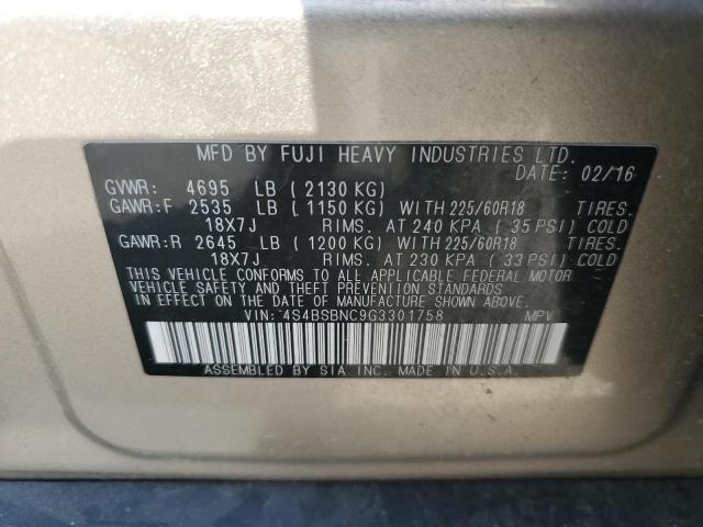 2016 SUBARU OUTBACK 2. - 4S4BSBNC9G3301758
