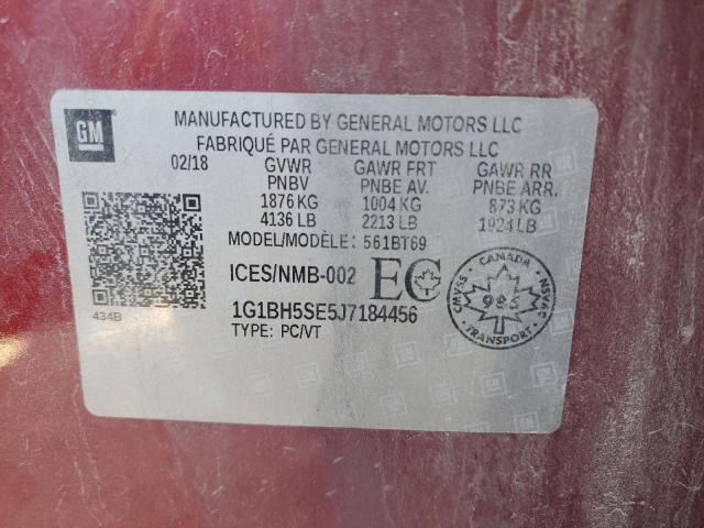 2018 CHEVROLET CRUZE LT 1G1BH5SE5J7184456