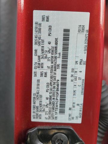2016 FORD F150 SUPER 1FTEW1CP1GFB64979