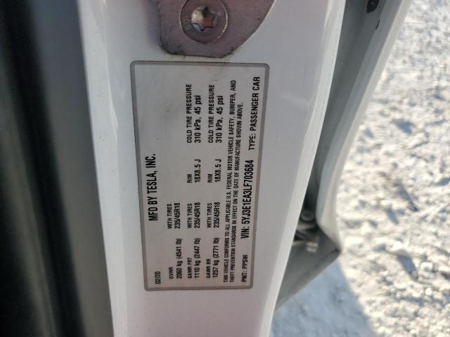 2020 TESLA MODEL 3 5YJ3E1EA3LF703684
