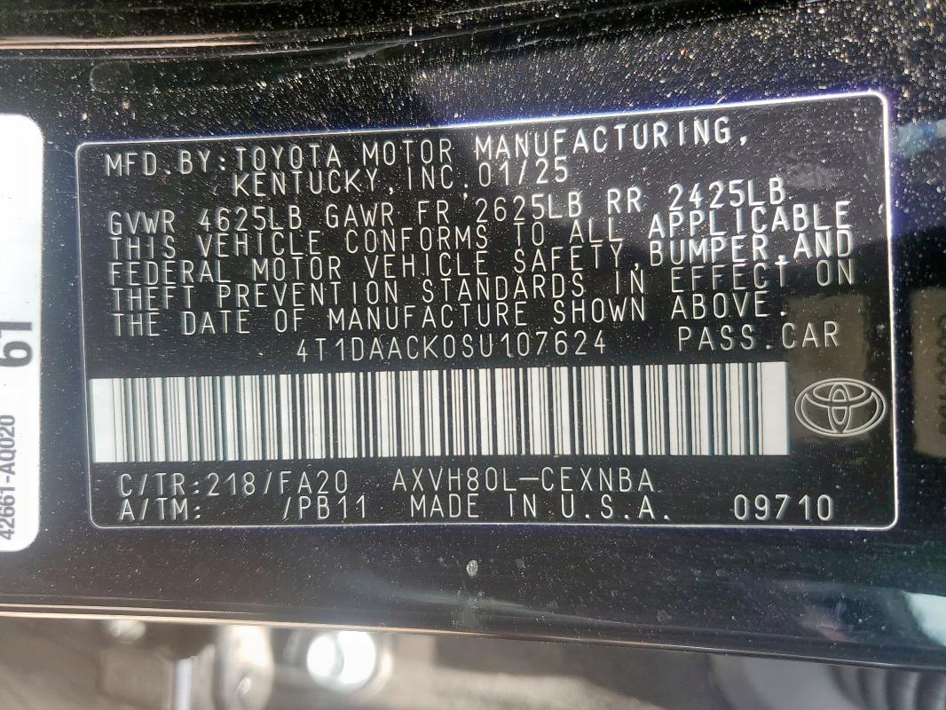 2025 TOYOTA CAMRY XSE 4T1DAACK0SU107624