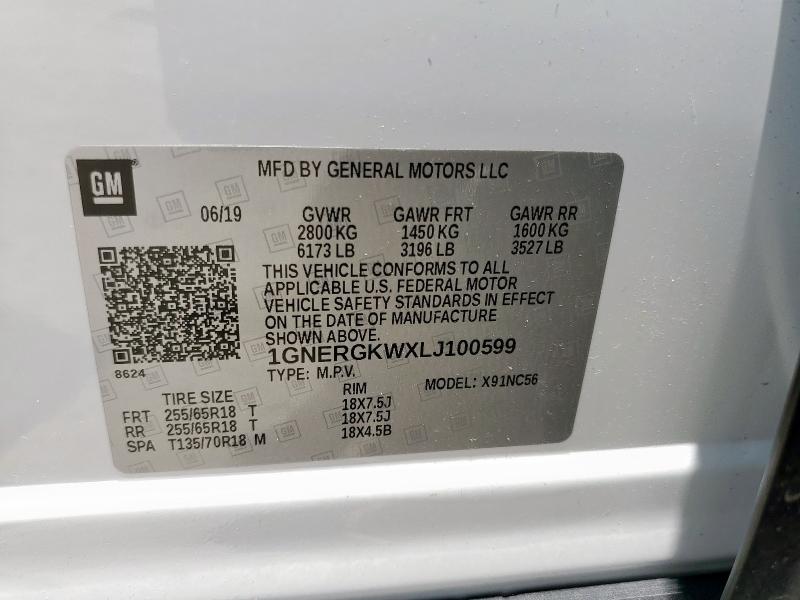 2020 CHEVROLET TRAVERSE L 1GNERGKWXLJ100599