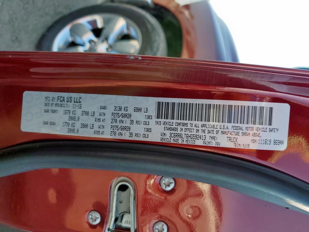 2017 RAM 1500 SLT 3C6RR6LT6HG592413