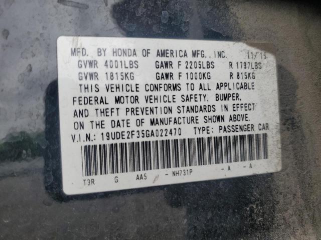 2016 ACURA ILX BASE W 19UDE2F35GA022470