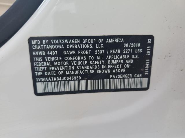2018 VOLKSWAGEN PASSAT S 1VWAA7A34JC045359