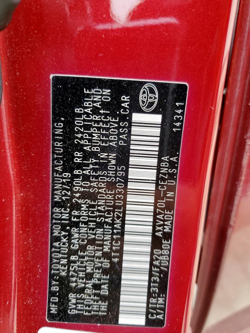 2020 TOYOTA CAMRY LE 4T1C11AK2LU330795