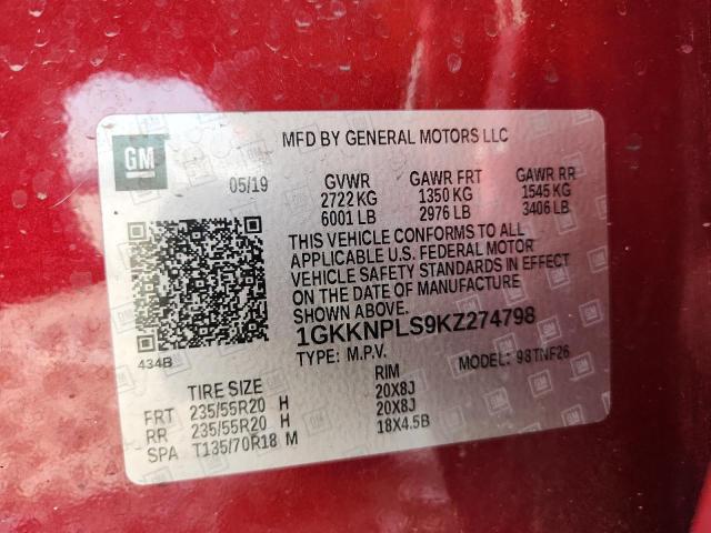 2019 GMC ACADIA DEN 1GKKNPLS9KZ274798