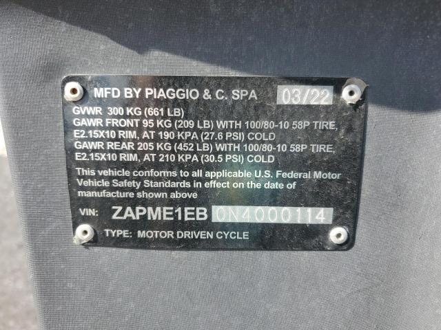 2022 PIAGGIO 1 ACTIVE ZAPME1EB0N4000114