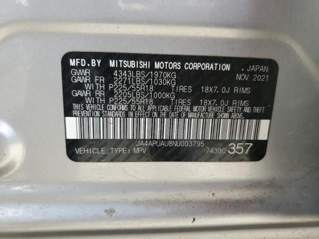 2022 MITSUBISHI OUTLANDER JA4APUAU8NU003795