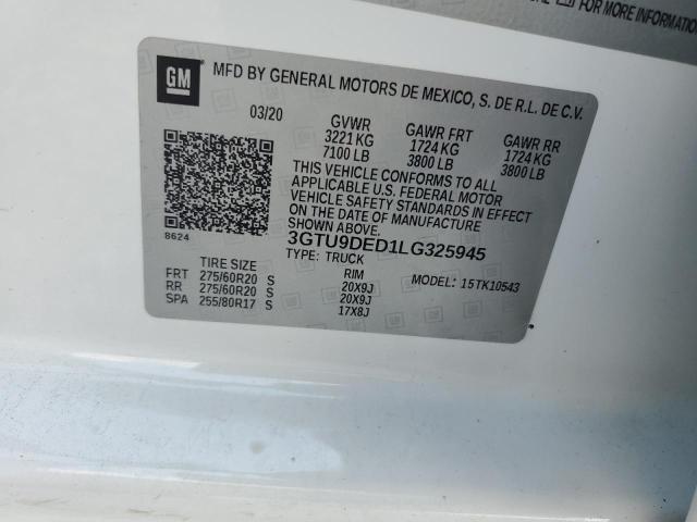 2020 GMC SIERRA K15 3GTU9DED1LG325945