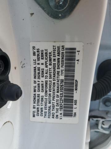 2020 HONDA CIVIC LX 19XFC2F63LE026760