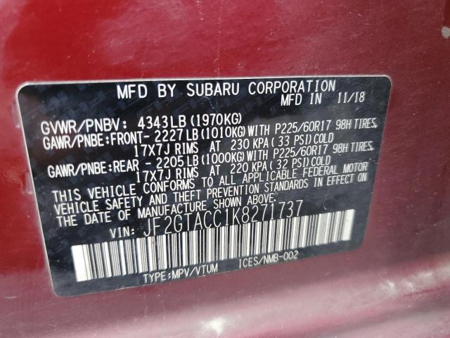 2019 SUBARU CROSSTREK - JF2GTACC1K8271737