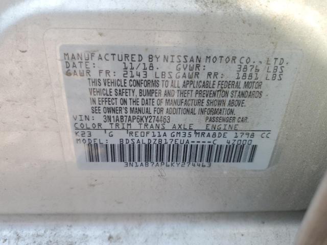 2019 NISSAN SENTRA S 3N1AB7AP6KY274463