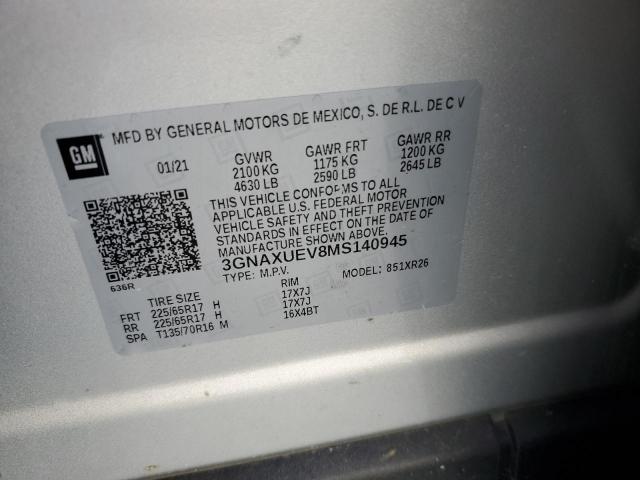 2021 CHEVROLET EQUINOX LT 3GNAXUEV8MS140945