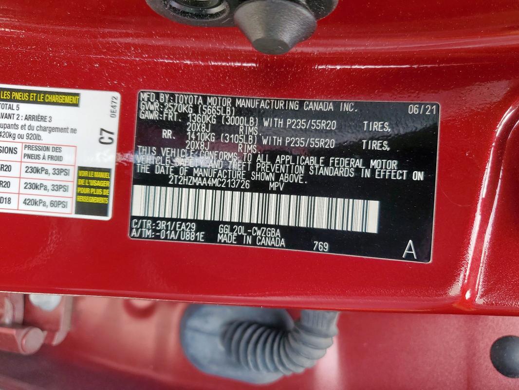 2021 LEXUS RX 350 2T2HZMAA4MC213726