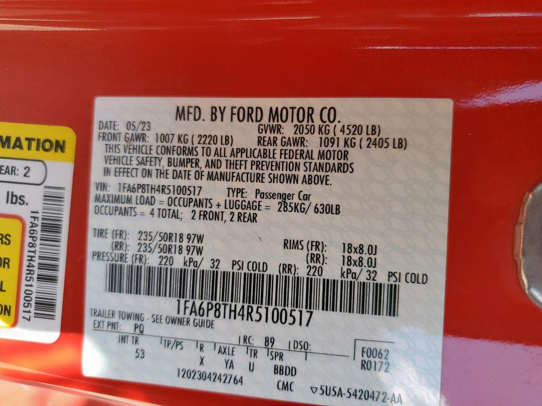 2024 FORD MUSTANG - 1FA6P8TH4R5100517