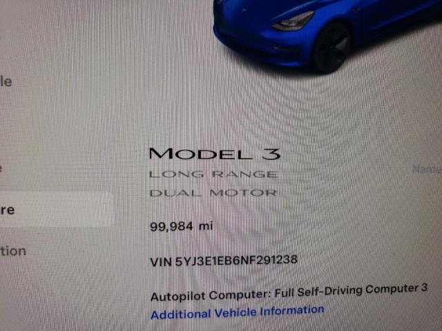2022 TESLA MODEL 3 5YJ3E1EB6NF291238
