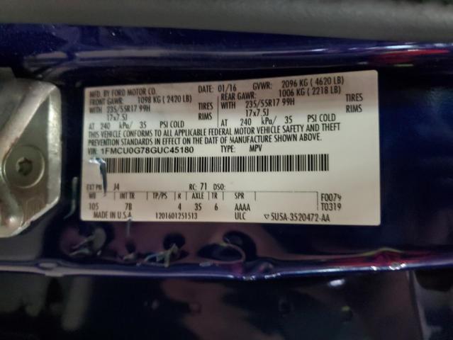 2016 FORD ESCAPE SE - 1FMCU0G78GUC45180