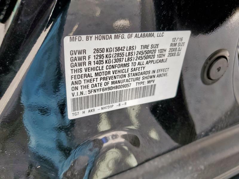 2017 HONDA PILOT TOUR 5FNYF6H90HB009057