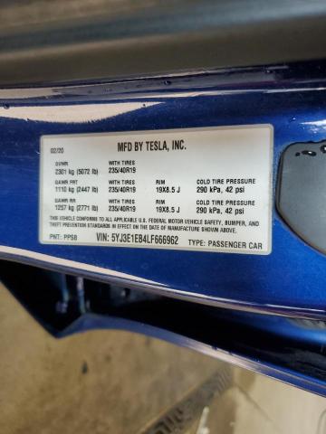 2020 TESLA MODEL 3 5YJ3E1EB4LF666962