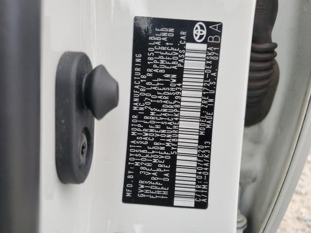 2019 TOYOTA COROLLA L 5YFBURHE4KP879934