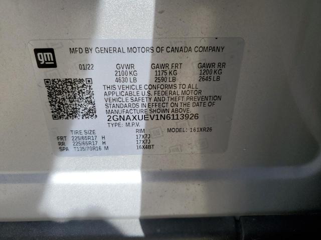2022 CHEVROLET EQUINOX LT - 2GNAXUEV1N6113926