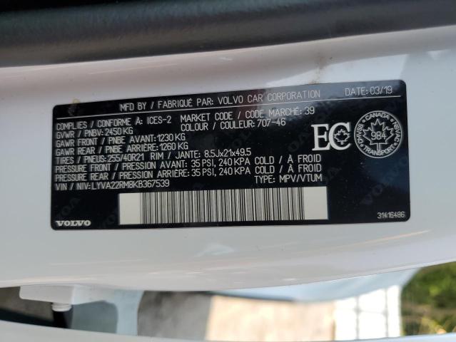 2019 VOLVO XC60 T6 R- LYVA22RM8KB367539