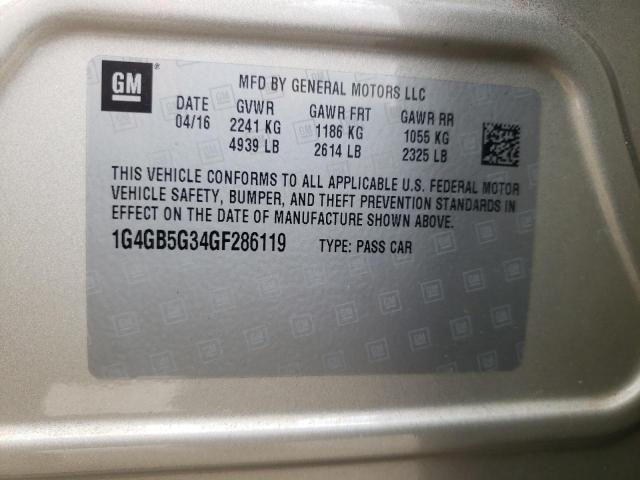 2016 BUICK LACROSSE 1G4GB5G34GF286119
