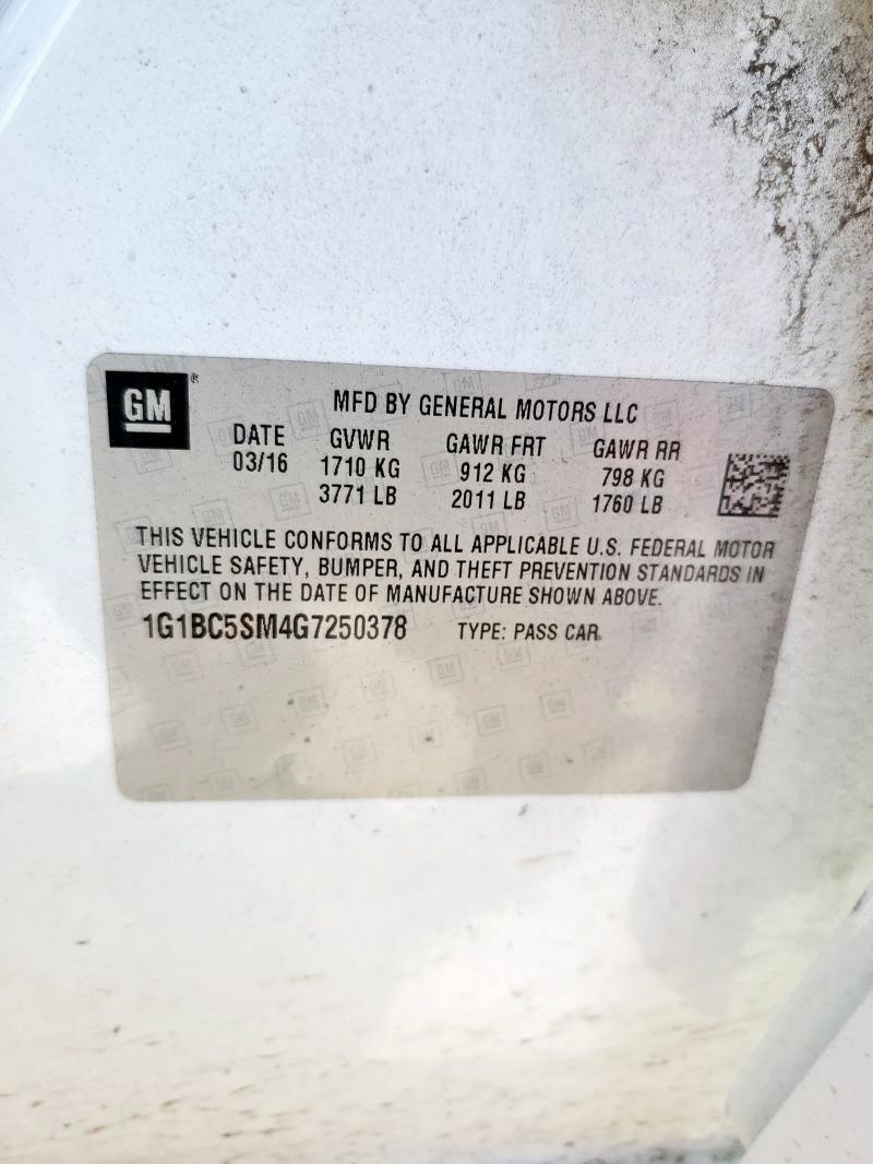 2016 CHEVROLET CRUZE LS 1G1BC5SM4G7250378
