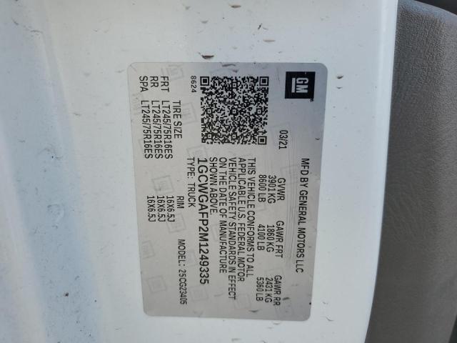 2021 CHEVROLET EXPRESS G2 1GCWGAFP2M1249335
