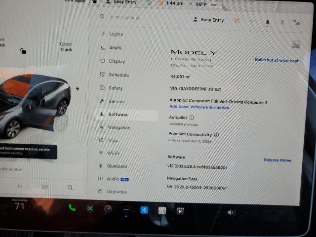 2022 TESLA MODEL Y 7SAYGDEE3NF391621