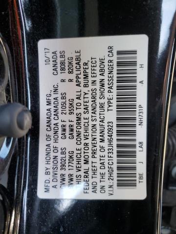 2018 HONDA CIVIC EX 2HGFC1F33JH640923