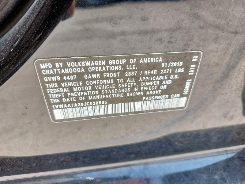2018 VOLKSWAGEN PASSAT S - 1VWAA7A39JC020635