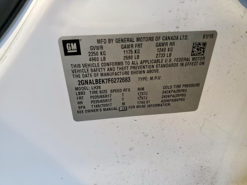 2015 CHEVROLET EQUINOX LT 2GNALBEK7F6272683
