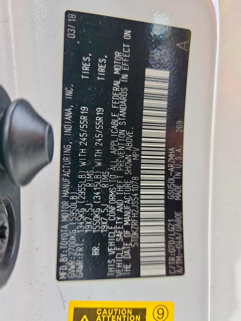 2018 TOYOTA HIGHLANDER SE 5TDKZRFH2JS541078