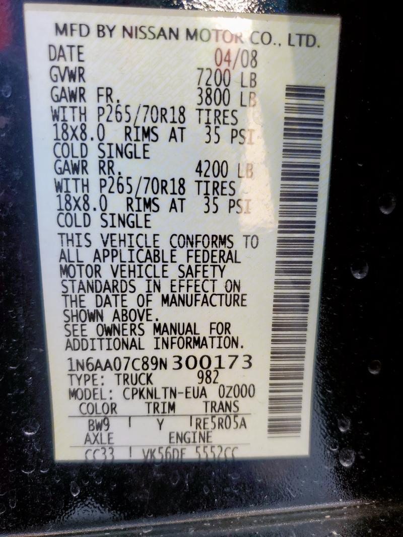 2009 NISSAN TITAN SE #3275723526