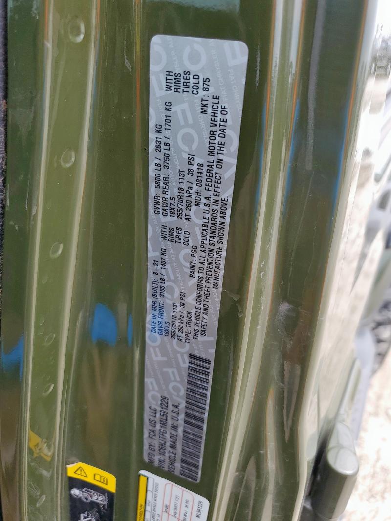 2021 JEEP GLADIATOR 1C6HJTFG1ML591229