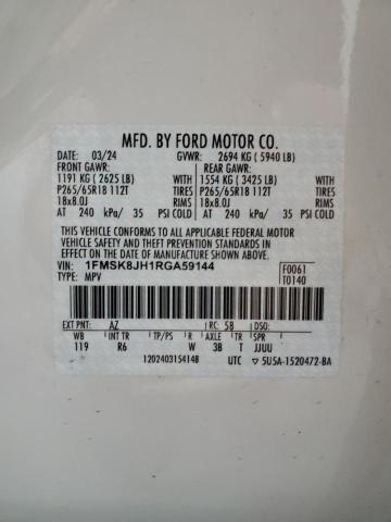 2024 FORD EXPLORER T 1FMSK8JH1RGA59144