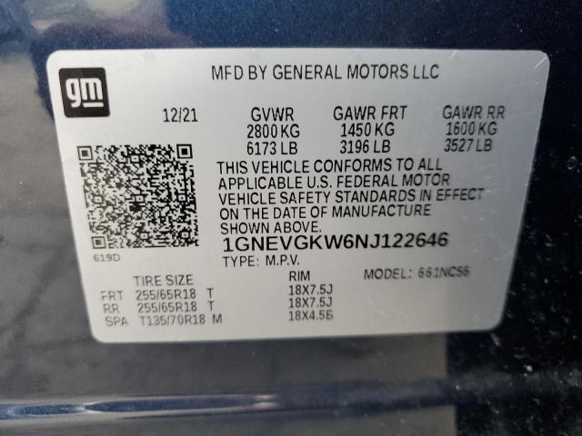 2022 CHEVROLET TRAVERSE L 1GNEVGKW6NJ122646