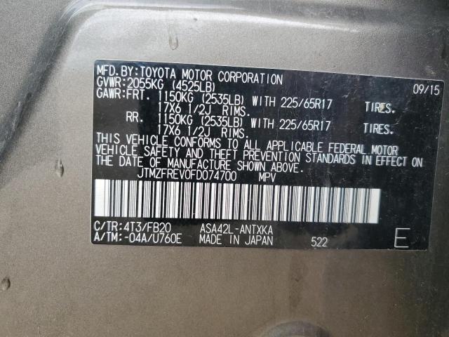 2015 TOYOTA RAV4 LE JTMZFREV0FD074700