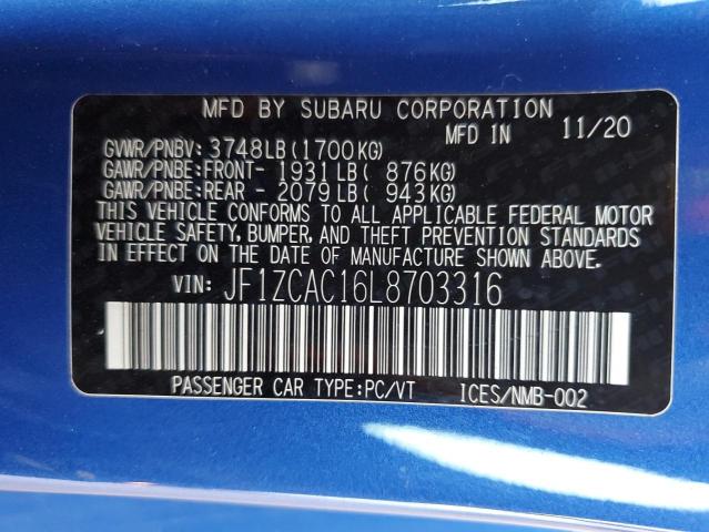 2020 SUBARU BRZ LIMITE JF1ZCAC16L8703316