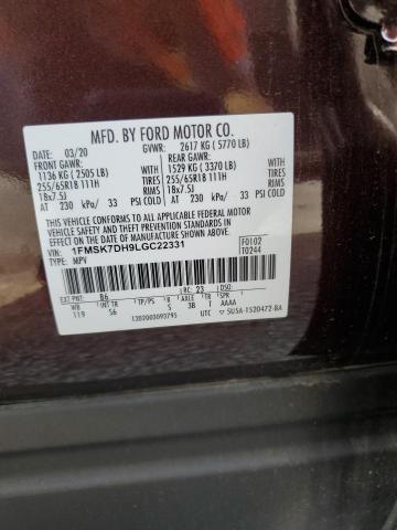 2020 FORD EXPLORER XLT 1FMSK7DH9LGC22331