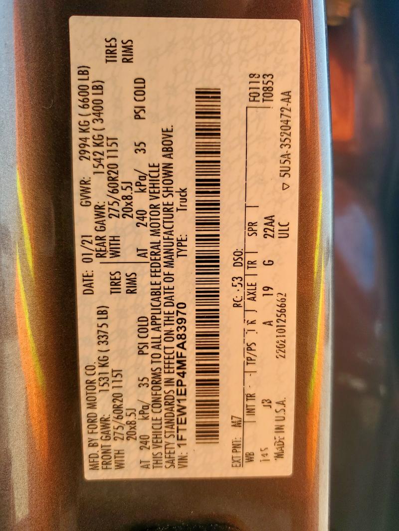 2021 FORD F150 SUPER - 1FTEW1EP4MFA83970