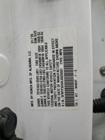 2020 HONDA PILOT EXL 5FNYF5H54LB020501
