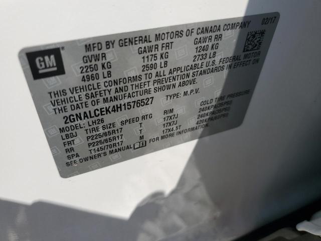 2017 CHEVROLET EQUINOX LT 2GNALCEK4H1576527